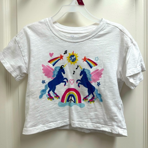 Hatley Girls SZ 4 Unicorn Rollerskating Disco Boxy Tee Rainbow - Picture 1 of 4